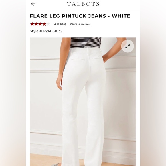 Talbots Crisp White Flare Leg Jeans -Size 12P - Picture 5 of 10